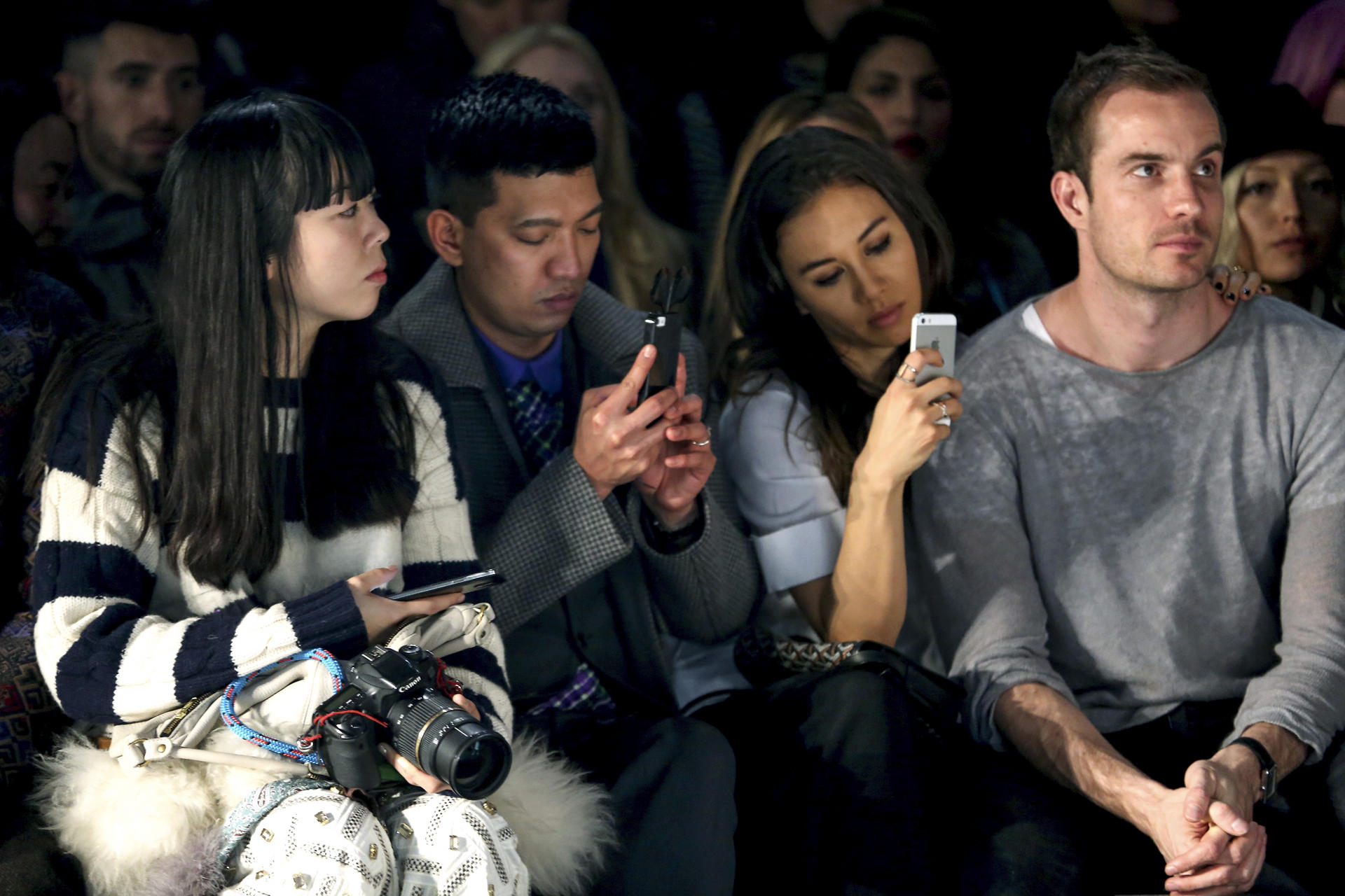 NEW YORK, NY - FEBRUARY 07: Fashion Bloggers Susie Bubble, Brianboy and Rumi Neely attend the Helmut Lang fashion show during Mercedes-Benz Fashion Week Fall 2014 on February 7, 2014 in New York City. [06MAY2014 BROADSHEET LIFE]