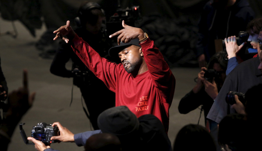 Kanye West dances during his Yeezy Season 3 Collection presentation and listening party during New York Fashion Week