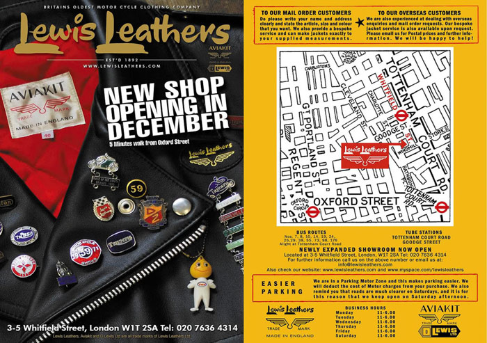 2009 年，Lewis Leathers 於 Whitfield Street 重新開幕