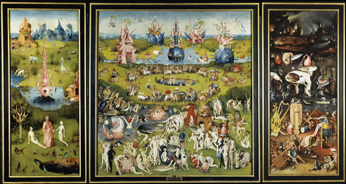 波希 Hieronymus Bosch 的《人間樂園（The Garden of Earthly Delights）, 1490-1500