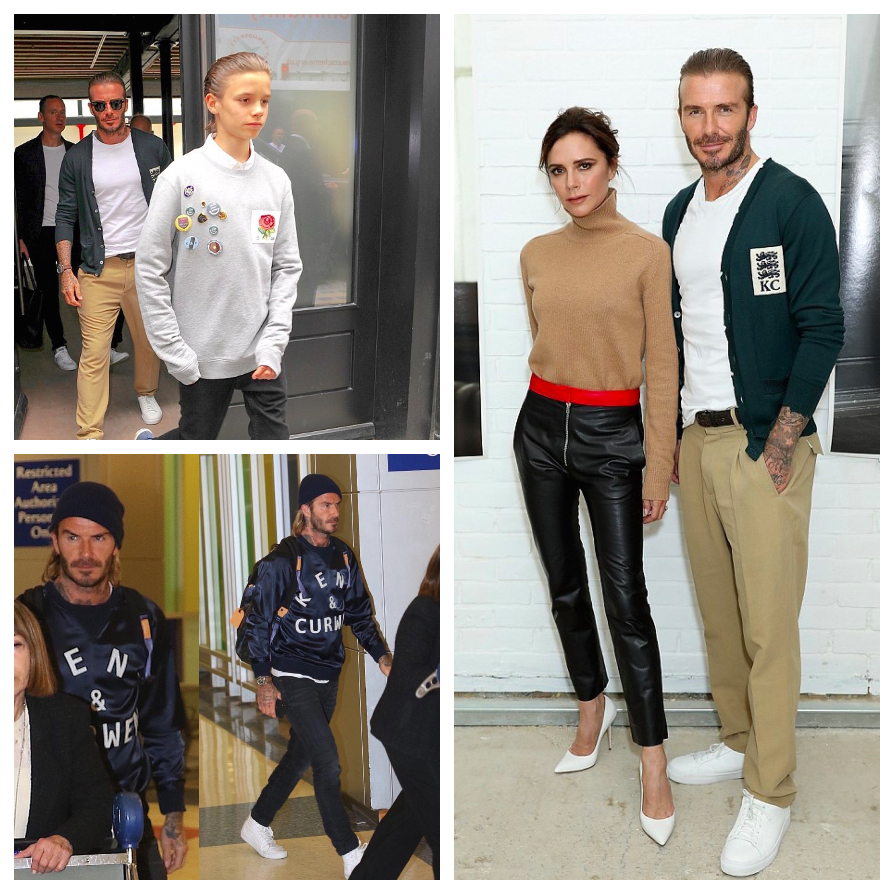 David Beckham 、Victoria Beckham and Romeo Beckham Wear Kent & Curwen