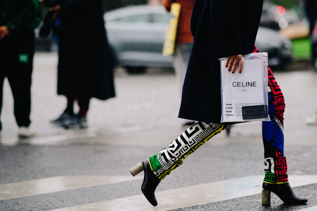 Woman wearing colourful Givenchy pants