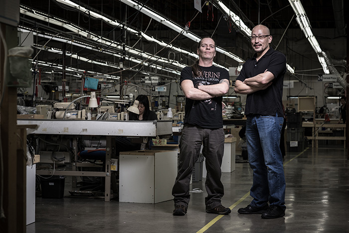 Dave Gardiner and Bill Tso at the Arc'teryx Factory in Burnaby